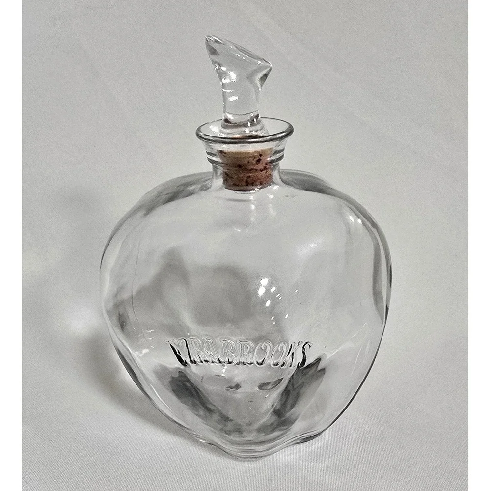 Vtg Ezra Brooks apple glass bottle decanter retro mid-century barware home decor